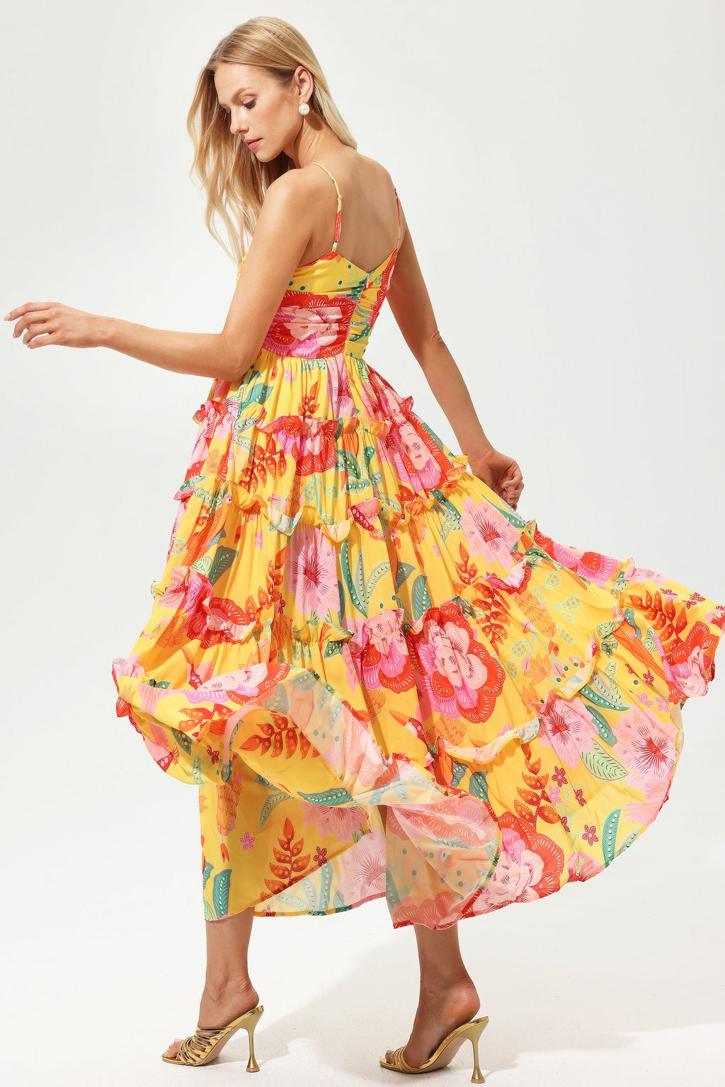 Ruffle Hem Cami Maxi Dress