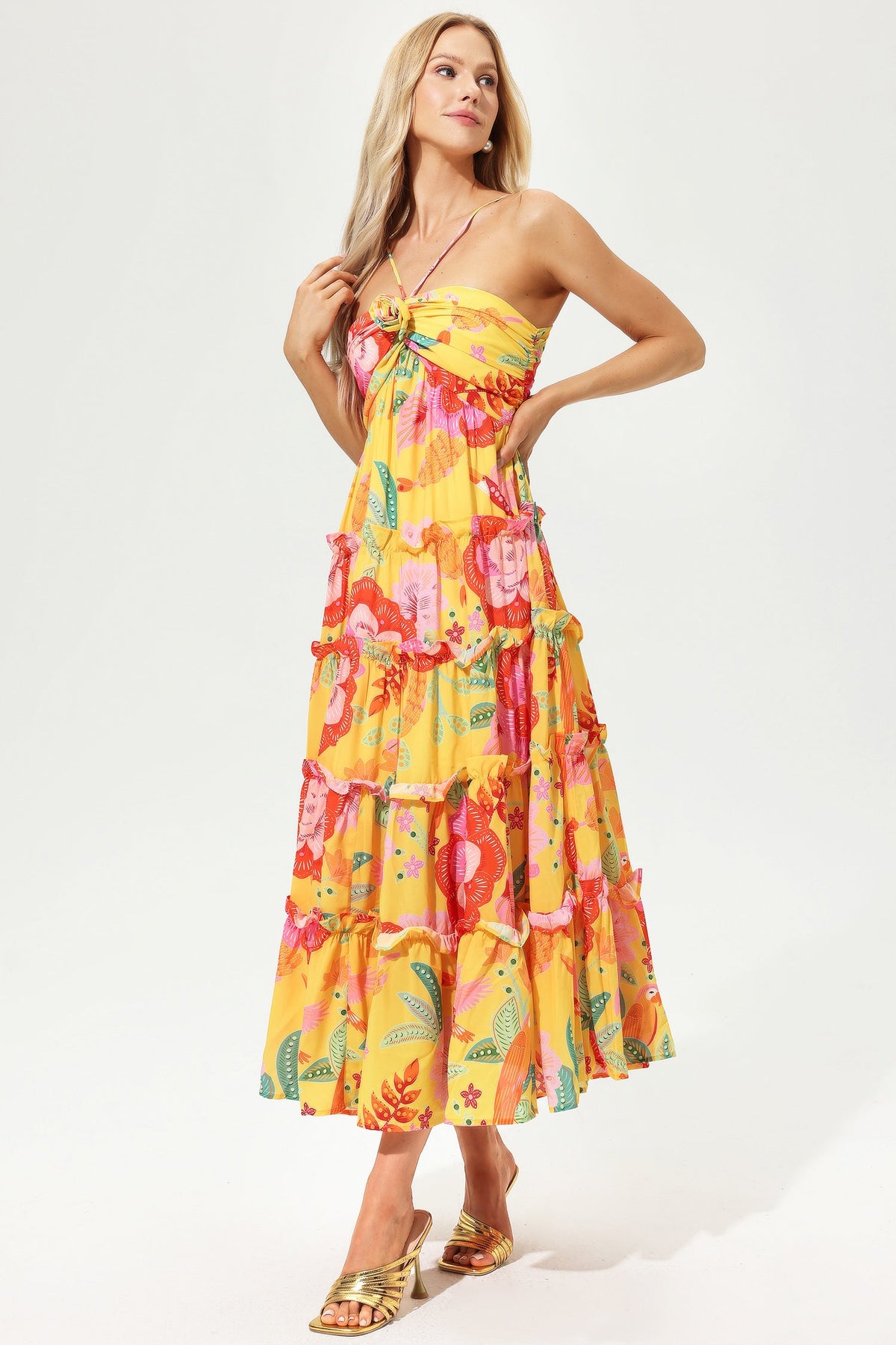 Ruffle Hem Cami Maxi Dress