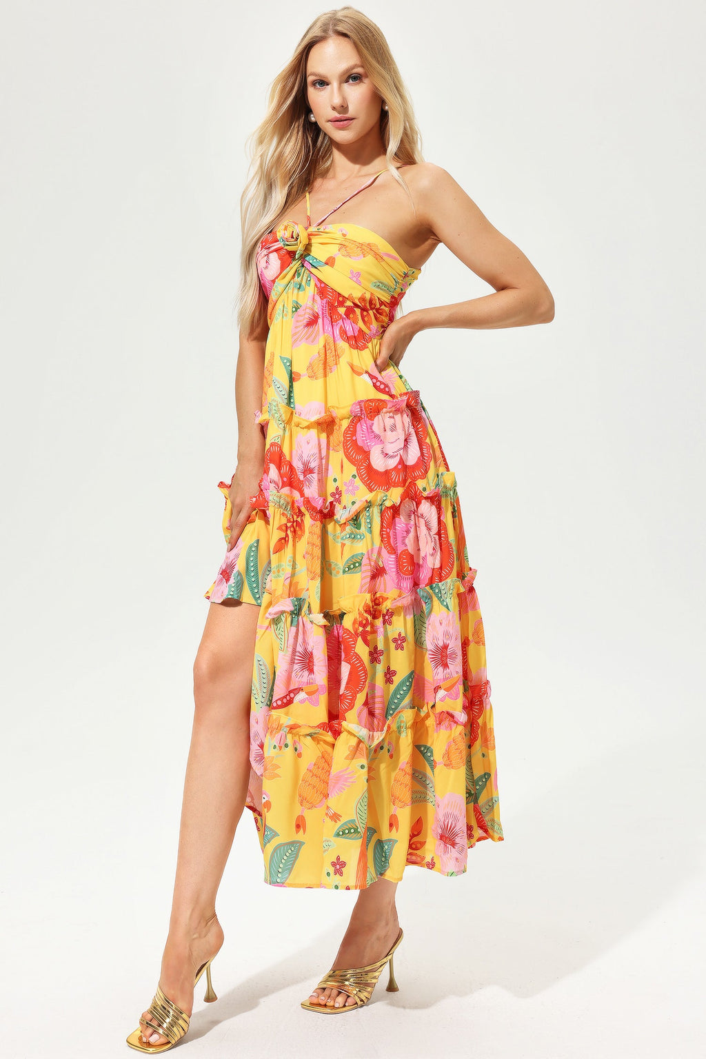 Ruffle Hem Cami Maxi Dress