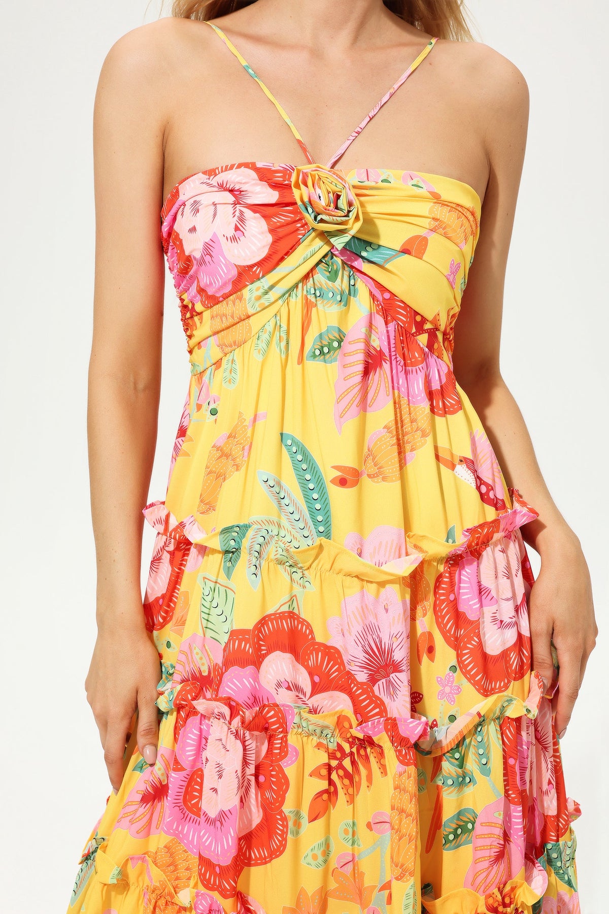 Ruffle Hem Cami Maxi Dress