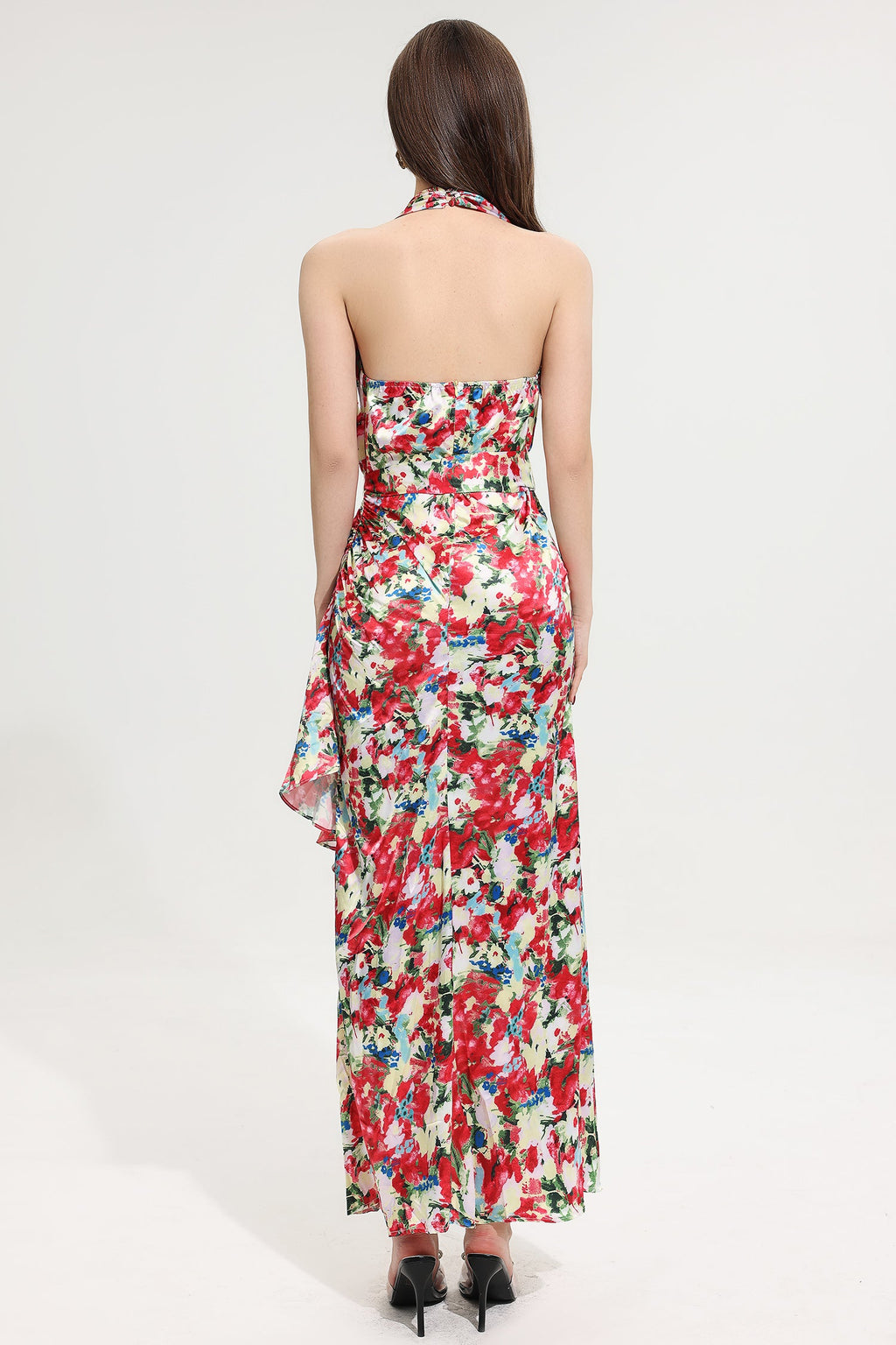 Halter Neck Split Maxi Dress