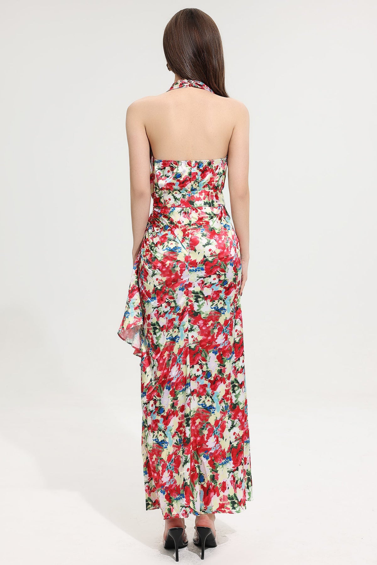 Halter Neck Split Maxi Dress