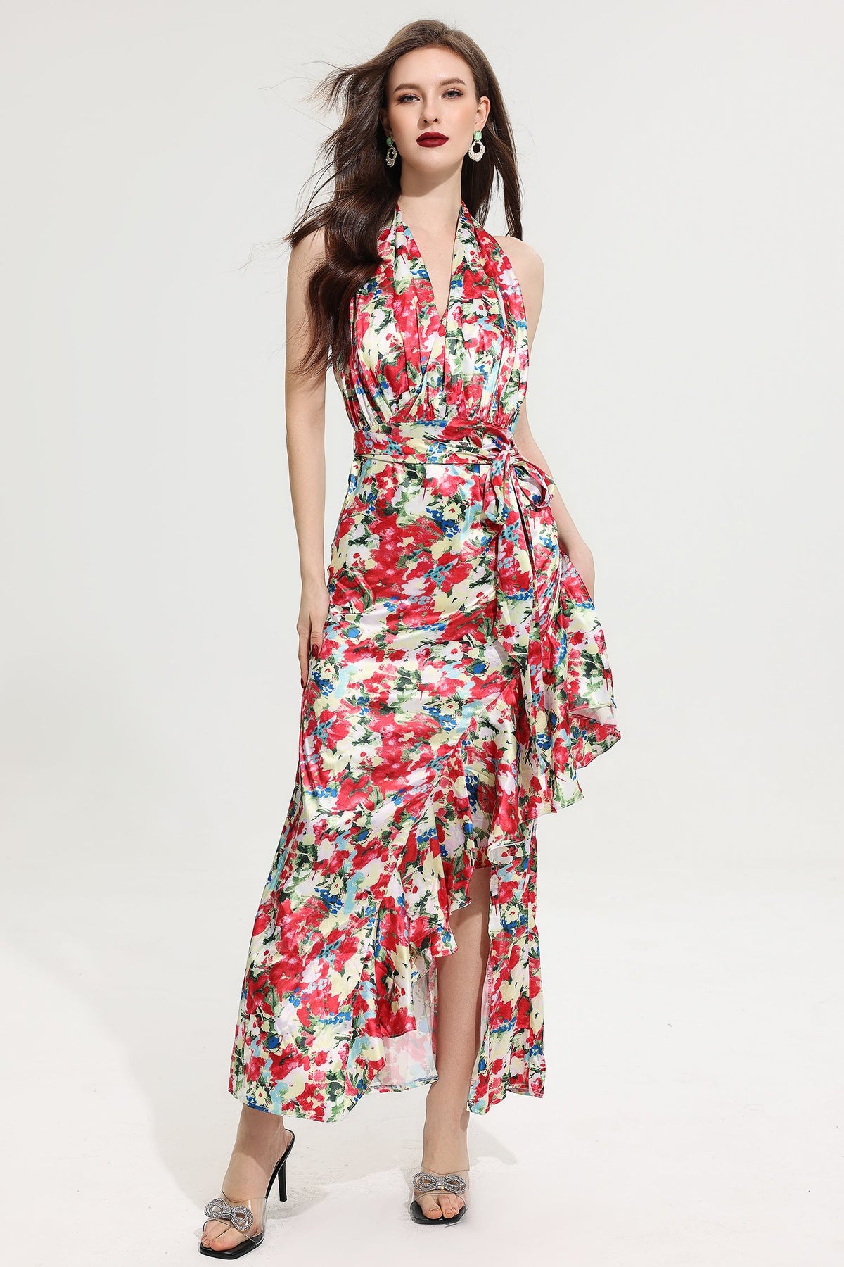 Halter Neck Split Maxi Dress