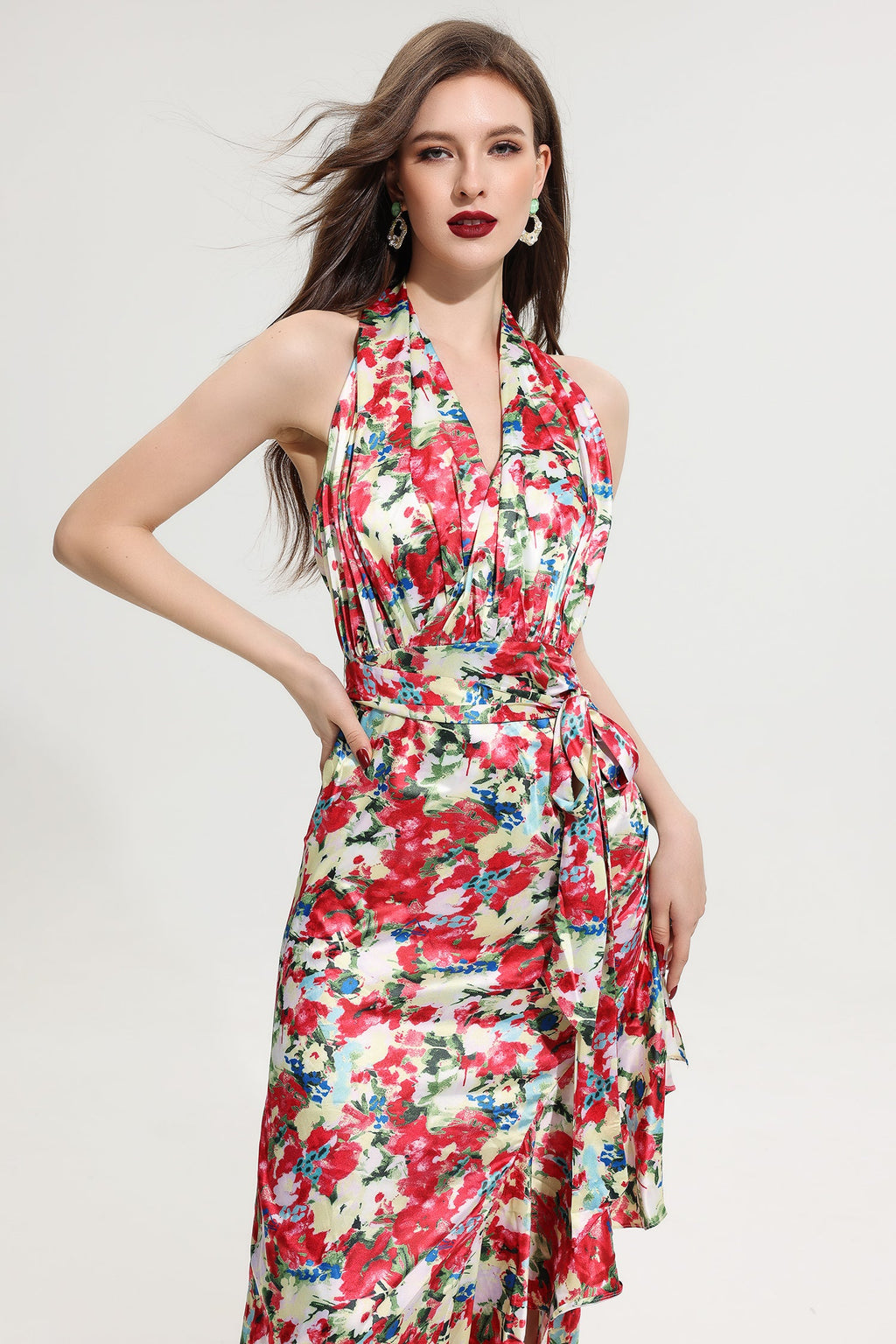 Halter Neck Split Maxi Dress