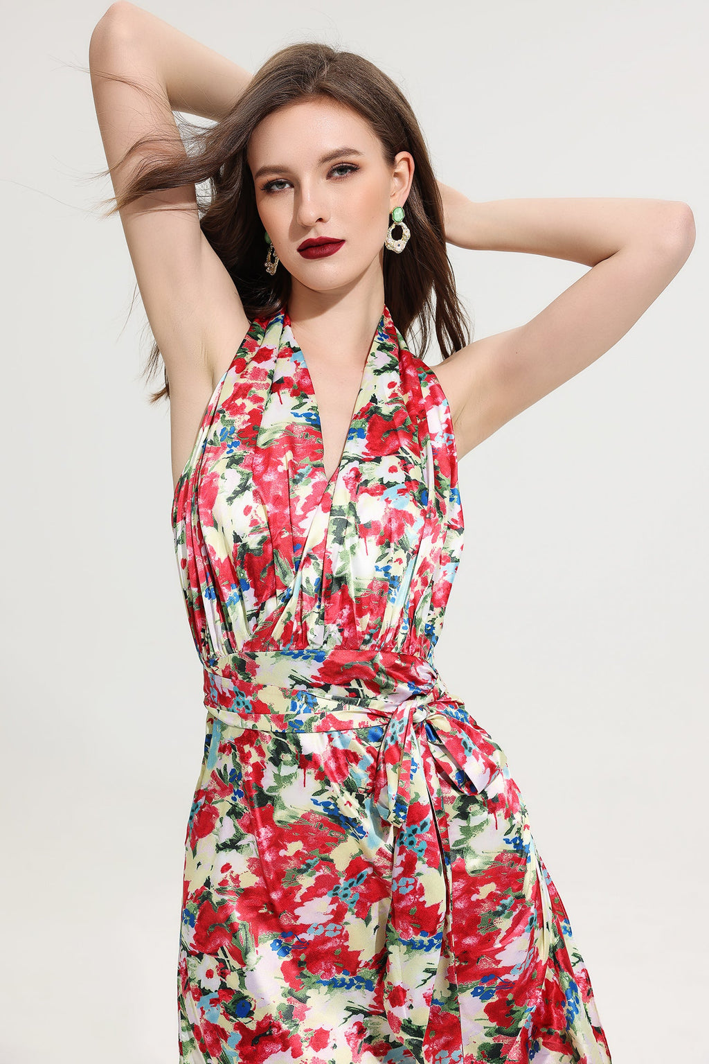 Halter Neck Split Maxi Dress