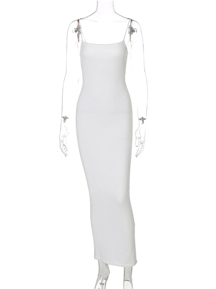 Autumn Winter White Black Strap Club Clothes Midi Dresses