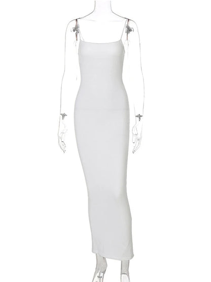 Autumn Winter White Black Strap Club Clothes Midi Dresses