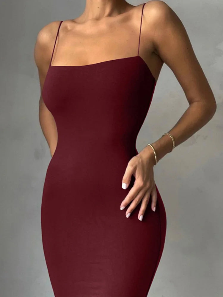 Autumn Winter White Black Strap Club Clothes Midi Dresses