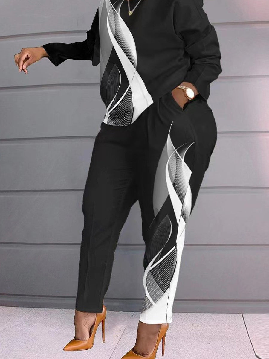 Chain Letter Print Pants Set At8059