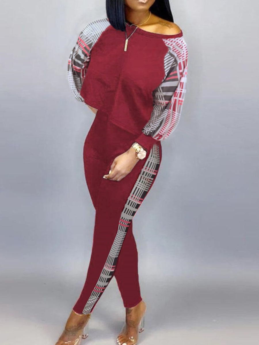 Crop Top Leopard Print Skinny Pants Set At9052