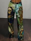 Halloween Clown Skeleton Print Pants At9015