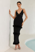 Mischa Feather Crystal Embellished Maxi Dress