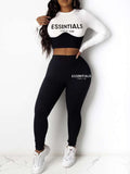 Crop Top Essentials Letter Print Pants Set Ac2028