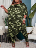 Camo Print Asymmetrical Loose Pants Set Bo5025