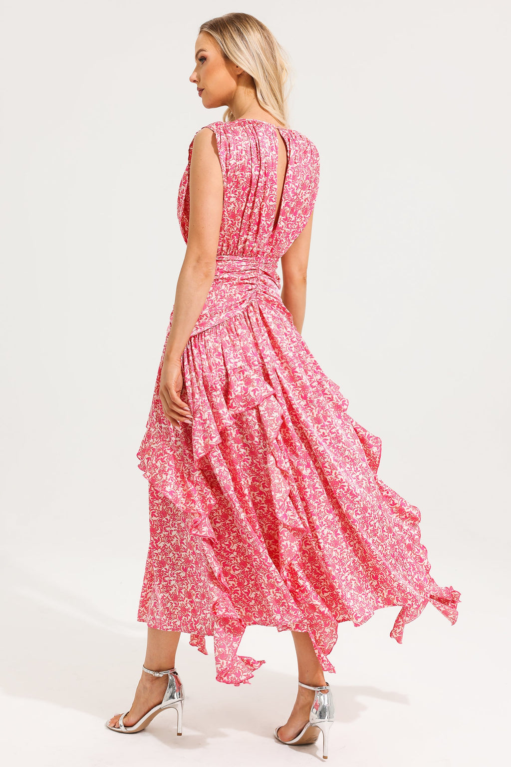 Round Neck Frill Maxi Dress