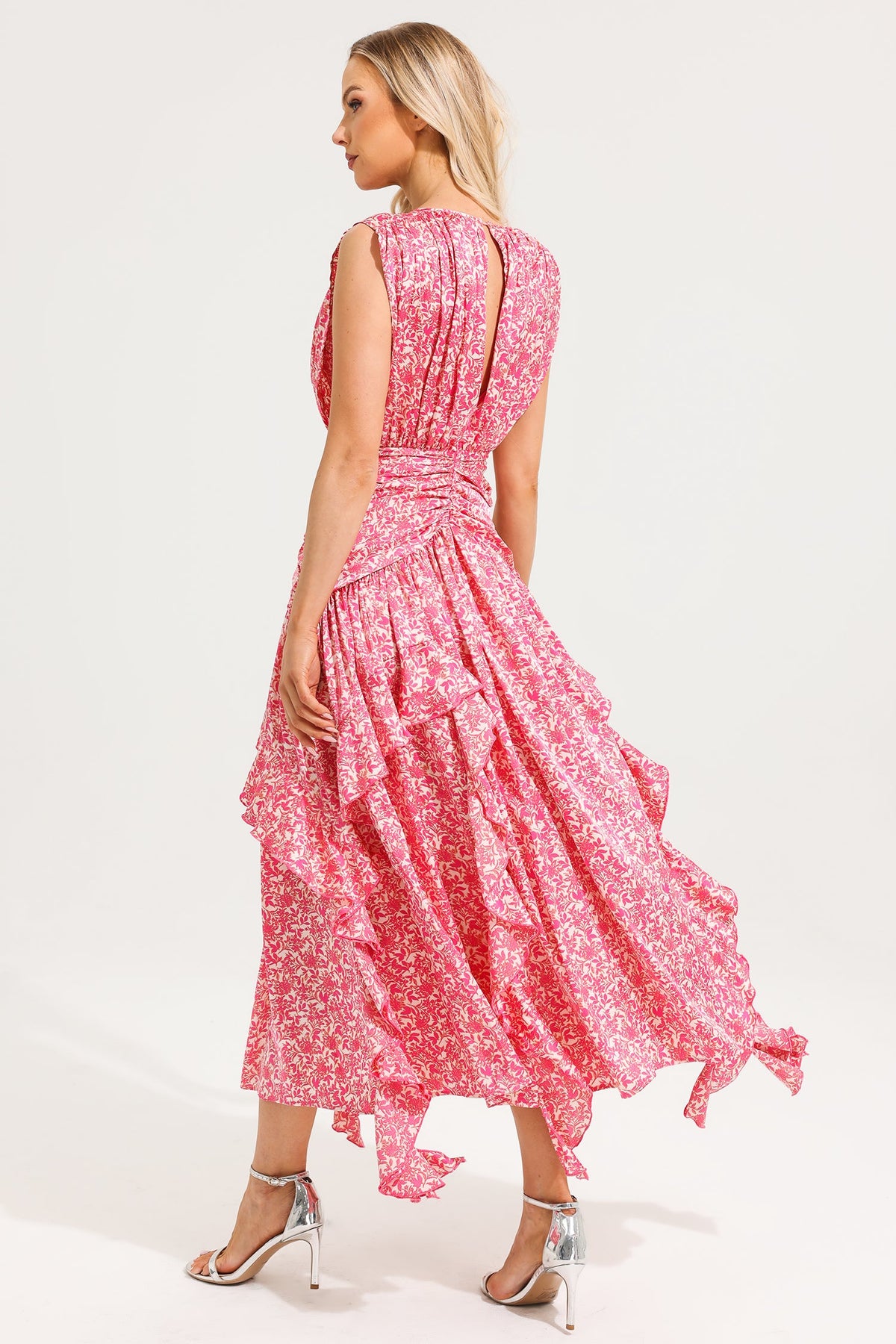 Round Neck Frill Maxi Dress