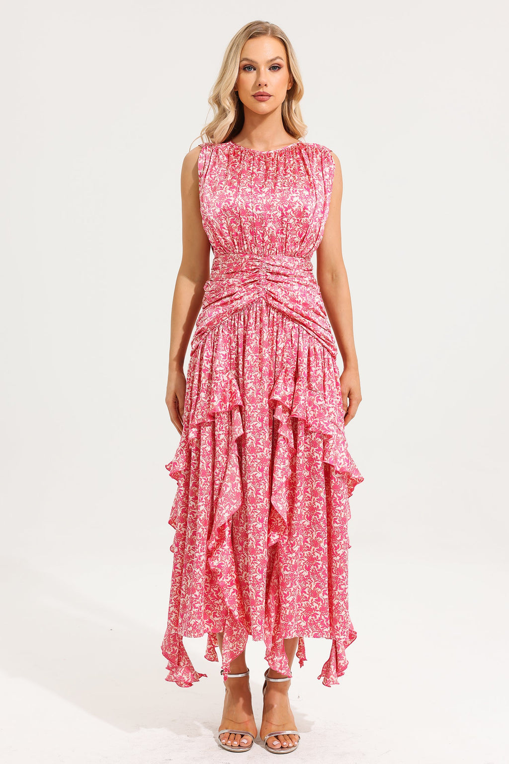 Round Neck Frill Maxi Dress