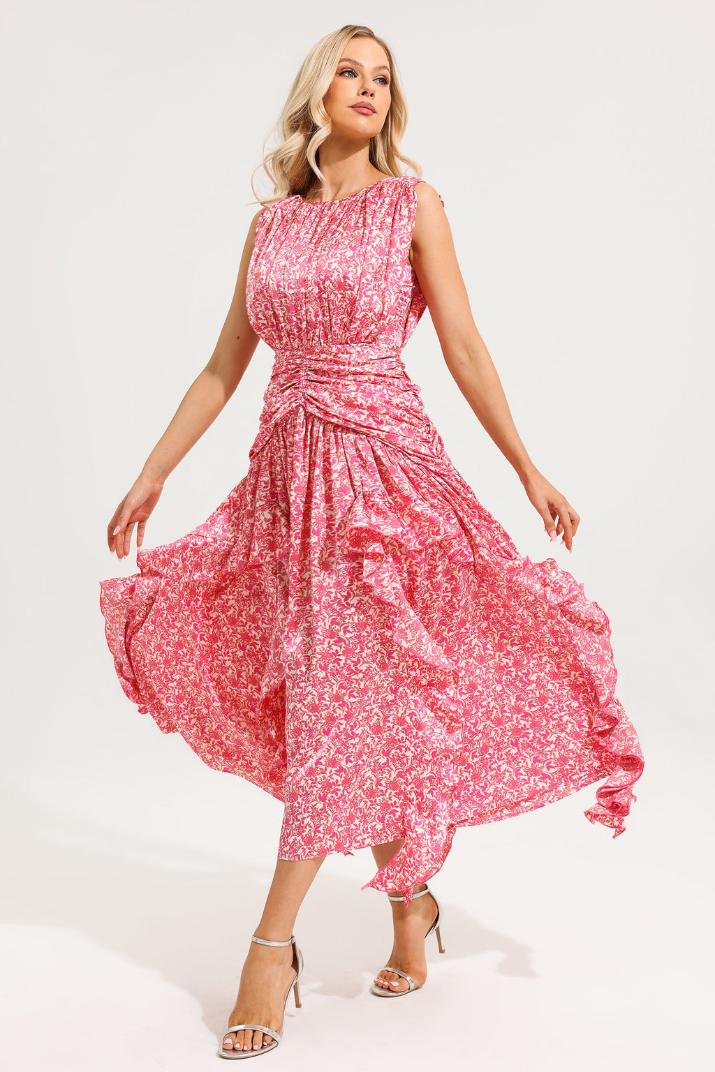 Round Neck Frill Maxi Dress