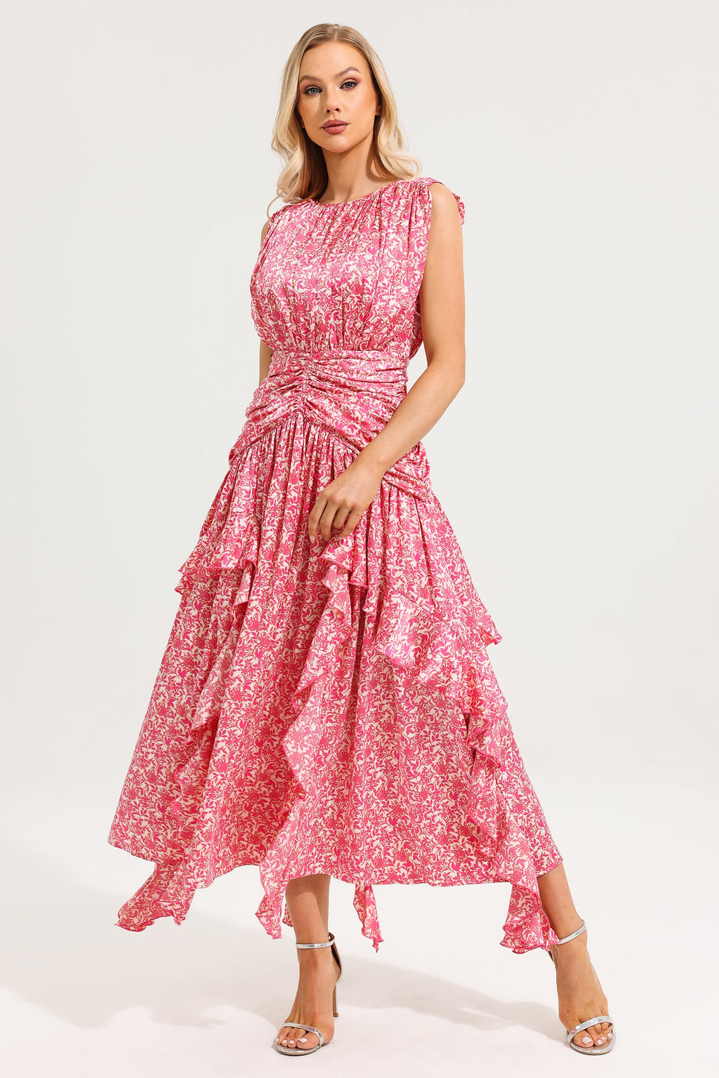 Round Neck Frill Maxi Dress