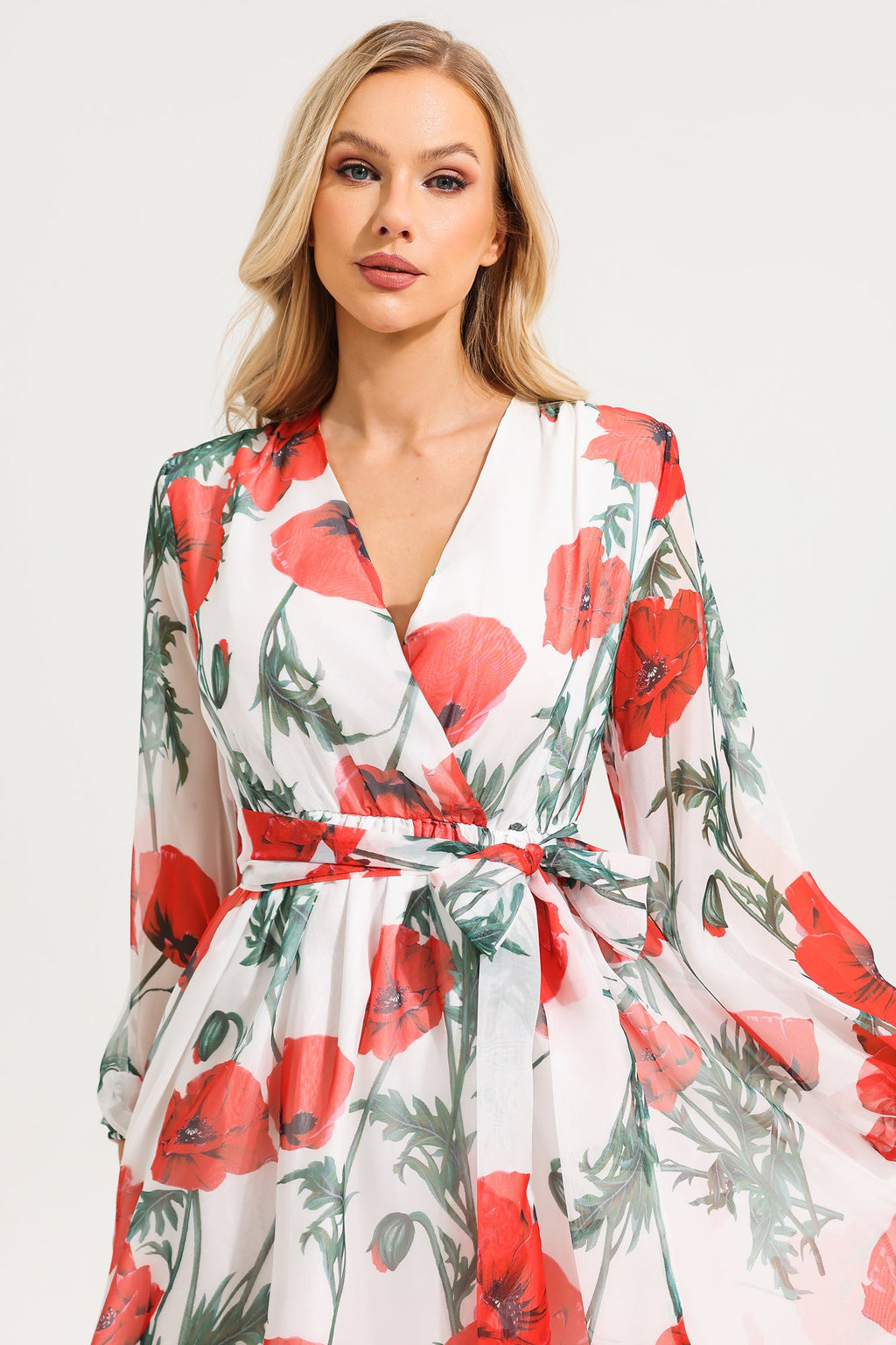 Chiffon Long Sleeve Midi Dress