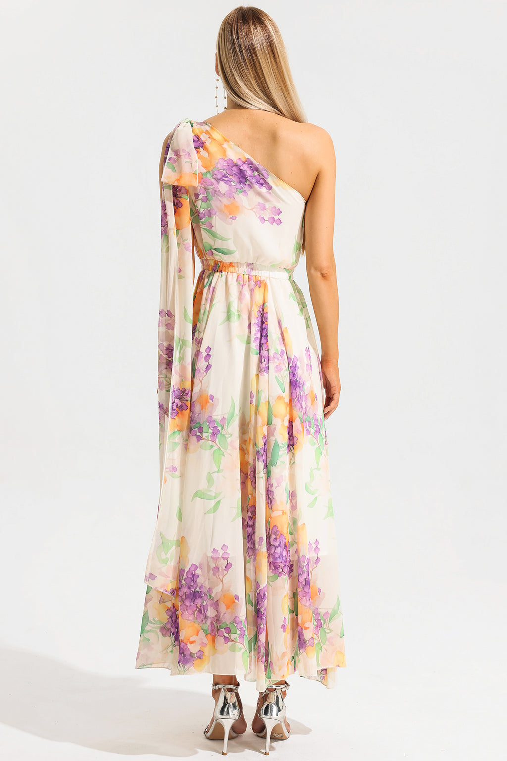 One Shoulder Sleeveless Hight Waist Maxi Dress