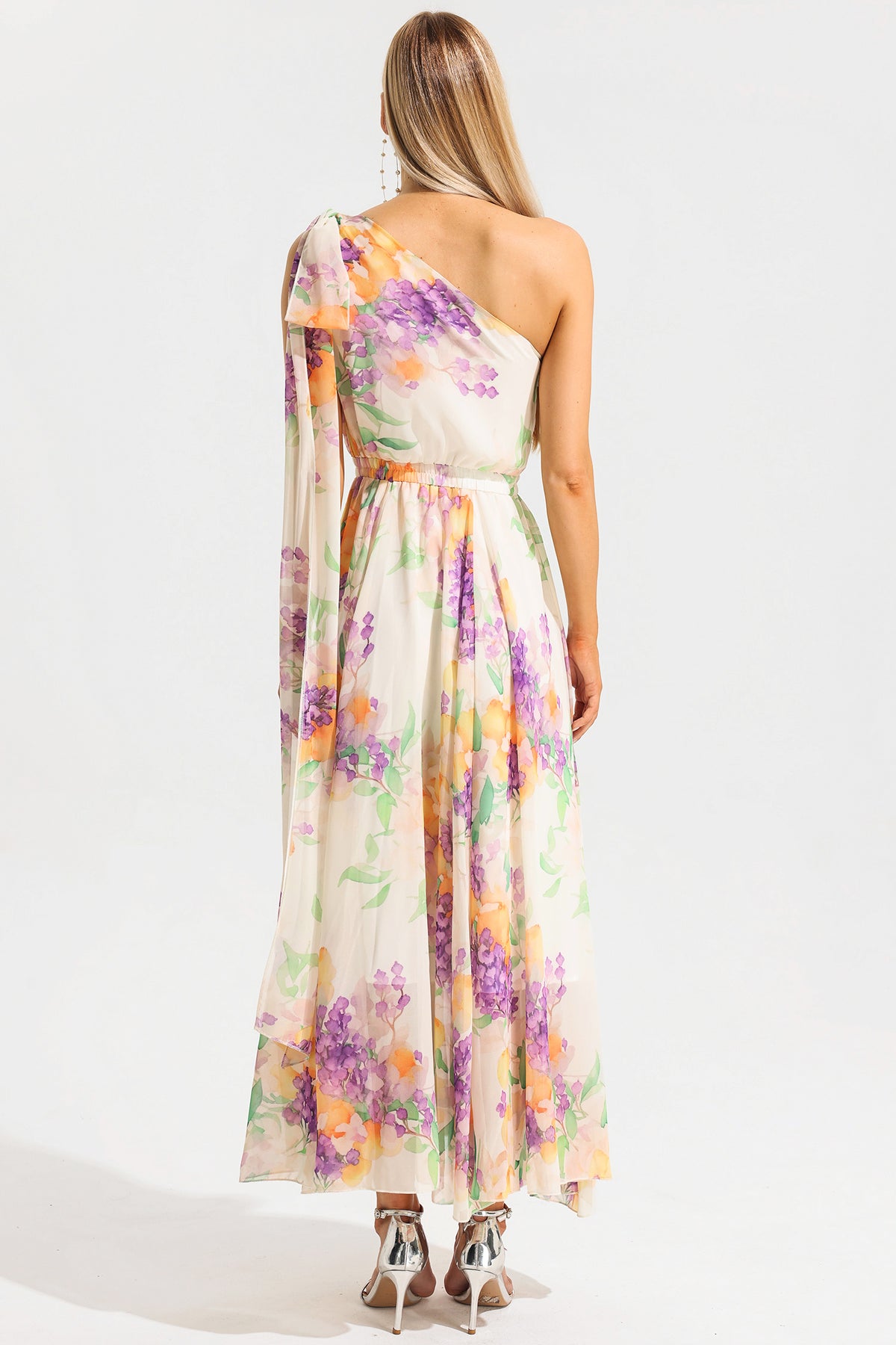 One Shoulder Sleeveless Hight Waist Maxi Dress