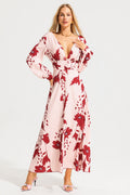 V-neck Lantern Sleeve Maxi Dress