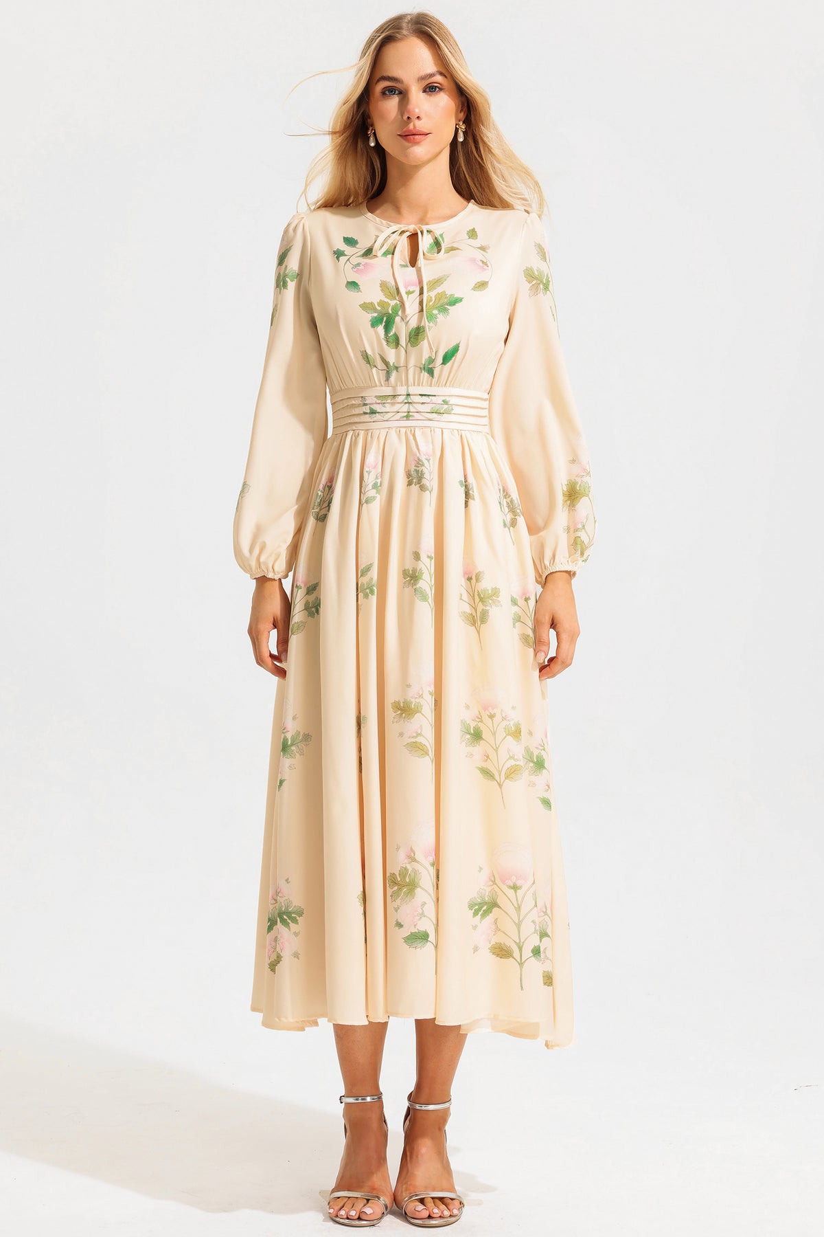 Round Neck Long Sleeve Maxi Dress
