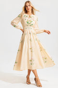 Round Neck Long Sleeve Maxi Dress