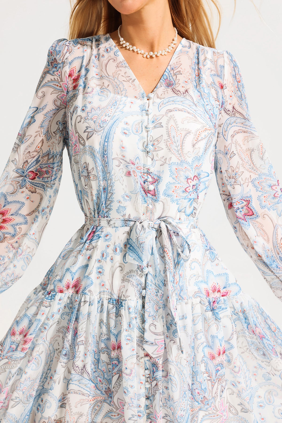 V-neck Shirt Sleeve Split Midi Dress