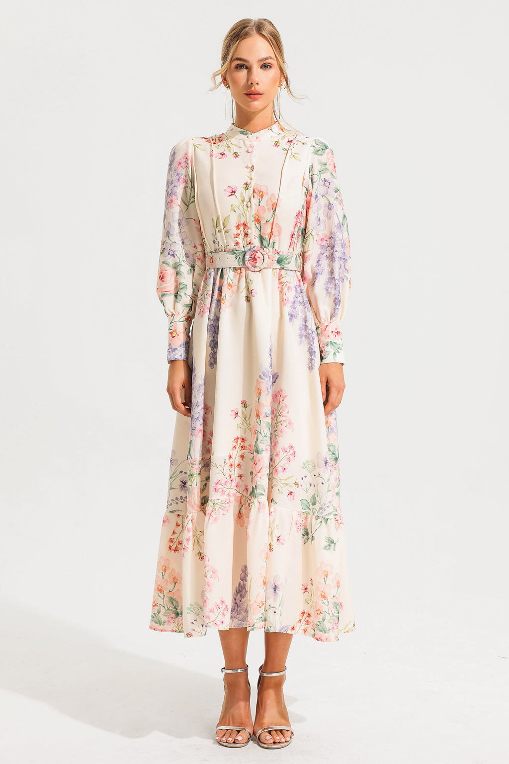 Long Sleeve Maxi Dress With Belt