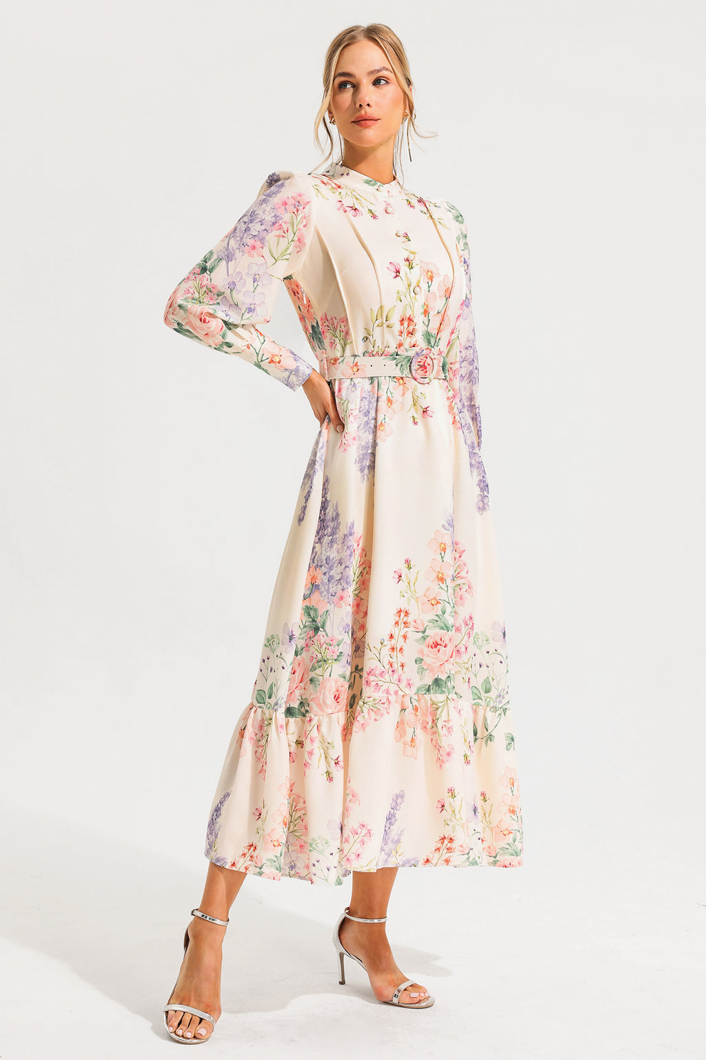 Long Sleeve Maxi Dress With Belt