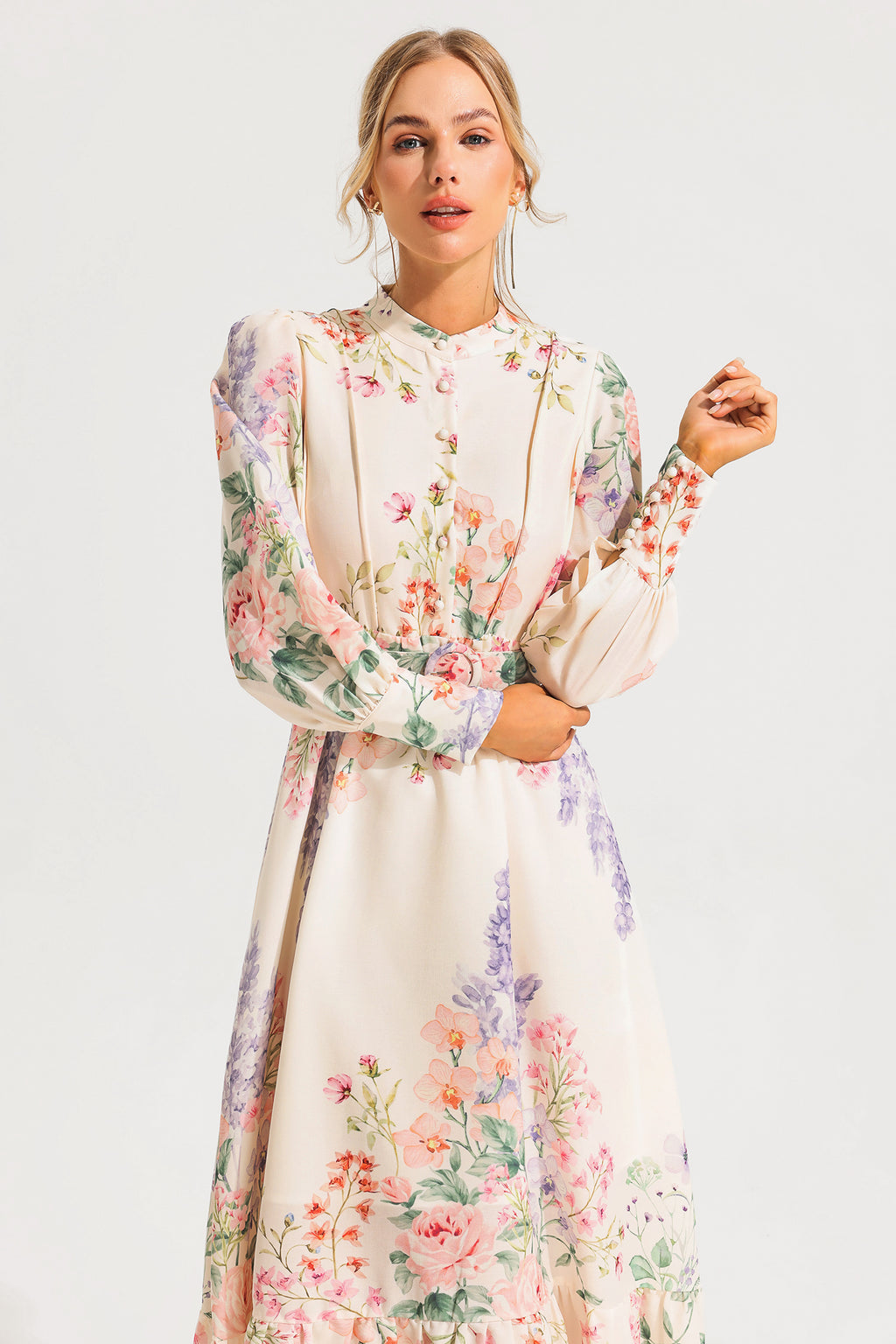 Long Sleeve Maxi Dress With Belt