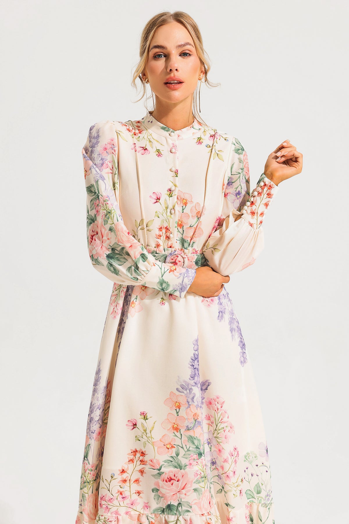 Long Sleeve Maxi Dress With Belt