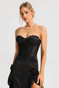 Satin Lace 3d Split Maxi Dress