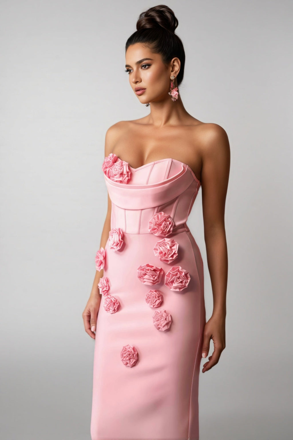 Oga Sleeveless Flowers Bandage Maxi Dress