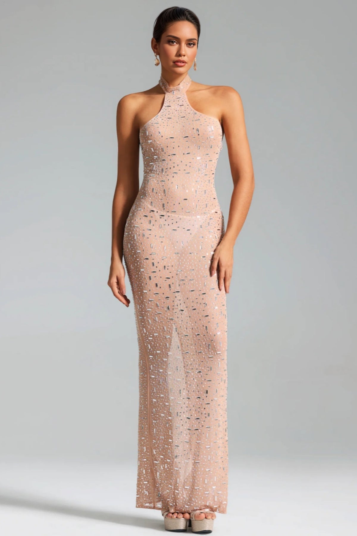 Mirelid Halter Diamond Maxi Dress