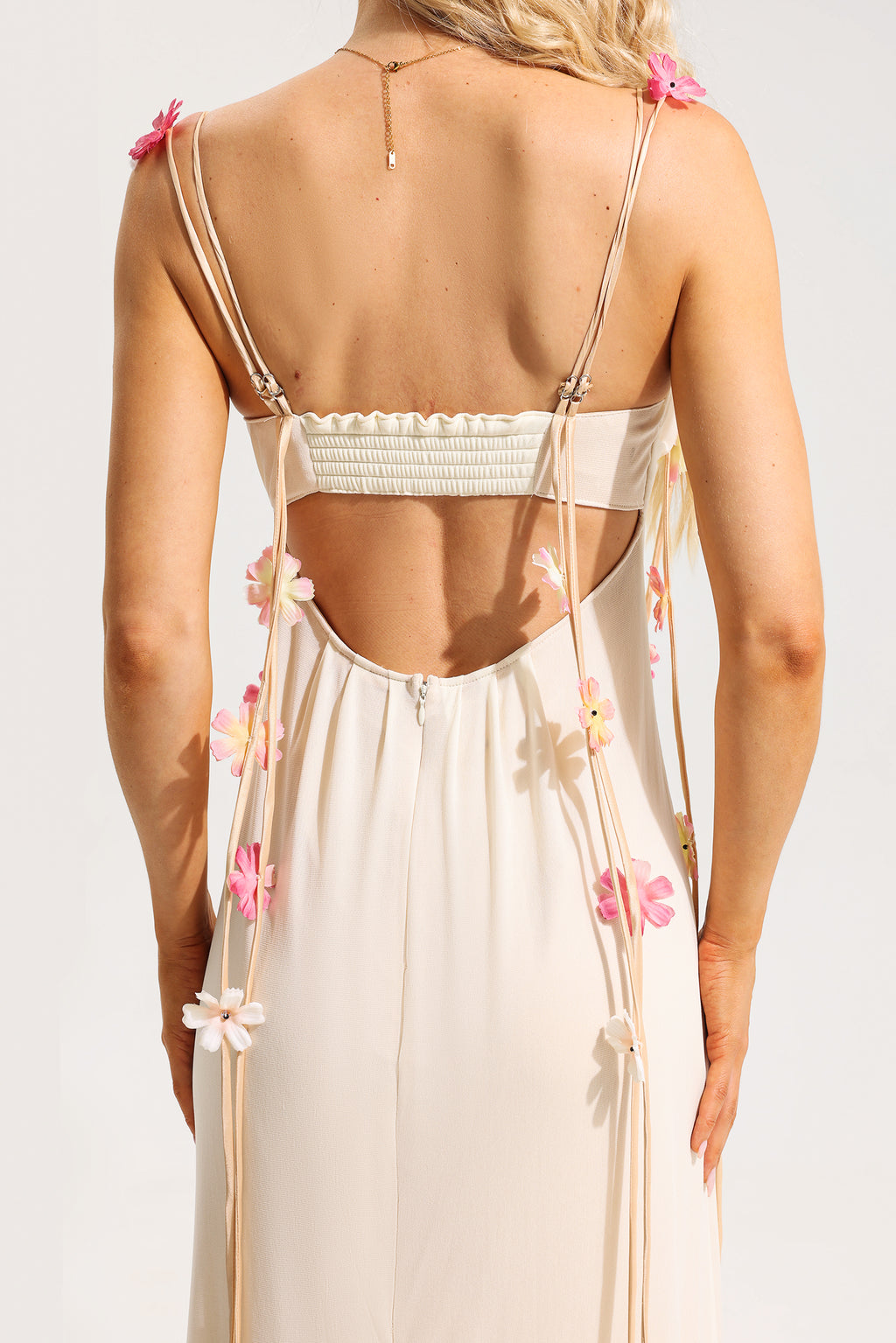 3d Mesh Sleeveless Midi Dress