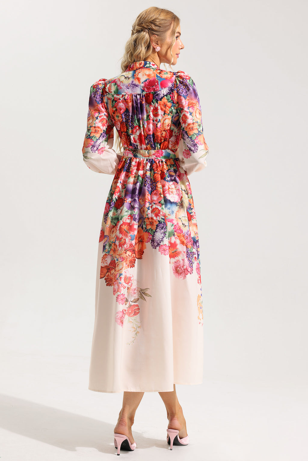 Lantern Sleeve Midi Dress