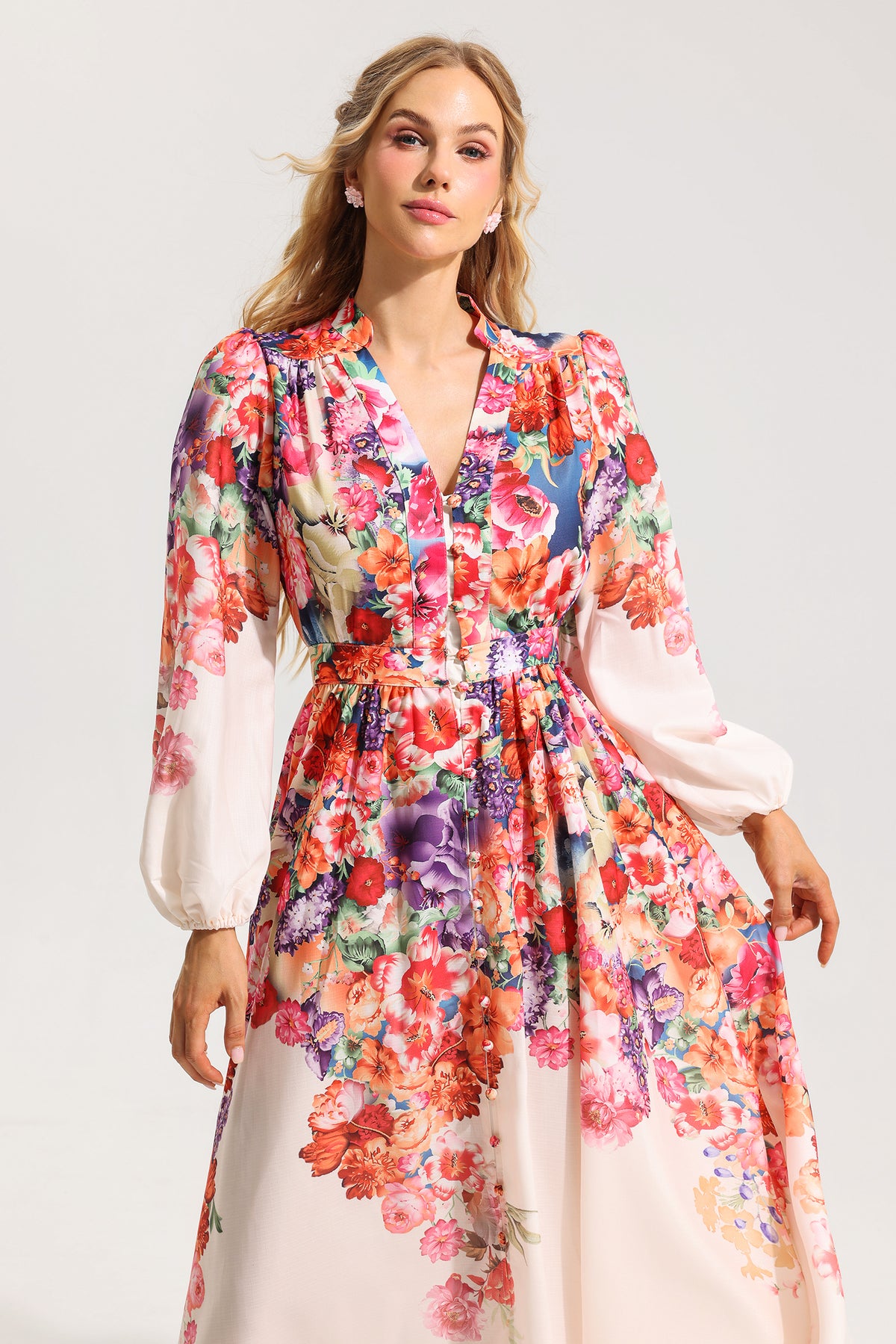 Lantern Sleeve Midi Dress