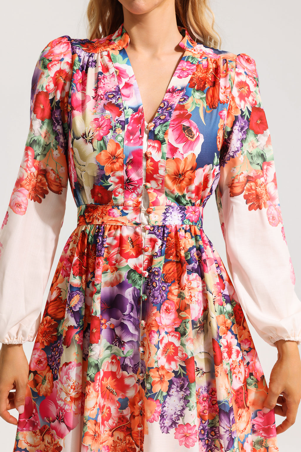 Lantern Sleeve Midi Dress