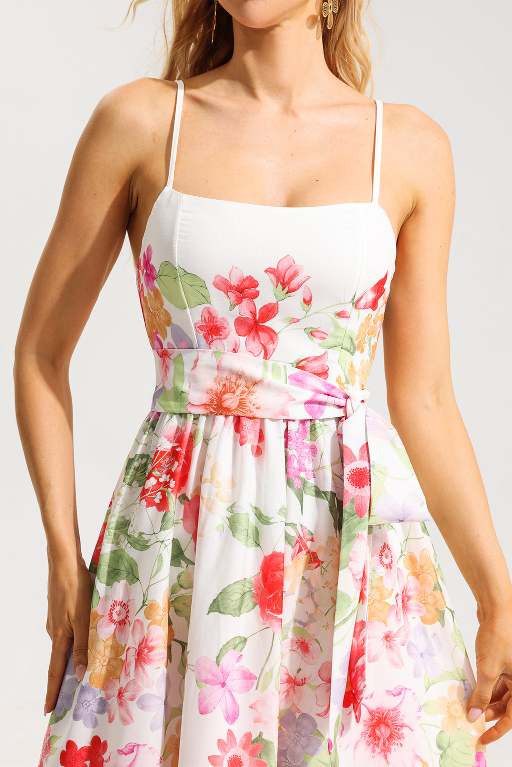 Sleeveless Midi Dress With Belt