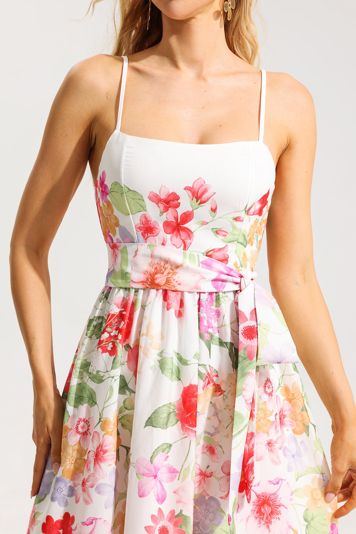 Sleeveless Midi Dress With Belt