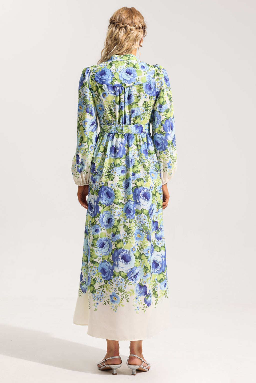 Bottom Lantern Sleeve Midi Dress