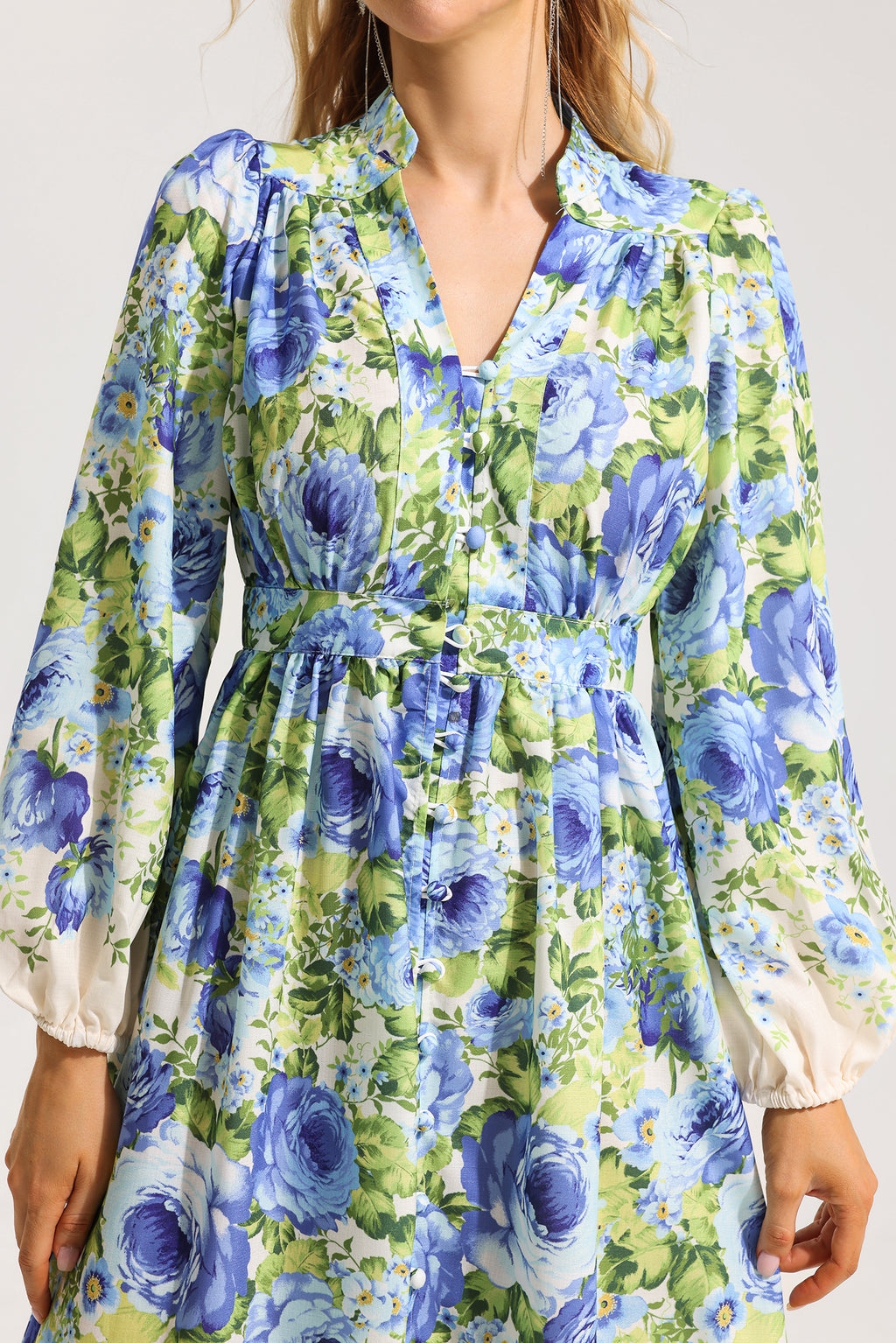 Bottom Lantern Sleeve Midi Dress