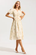 V-neck Short Sleeve Midi Dress
