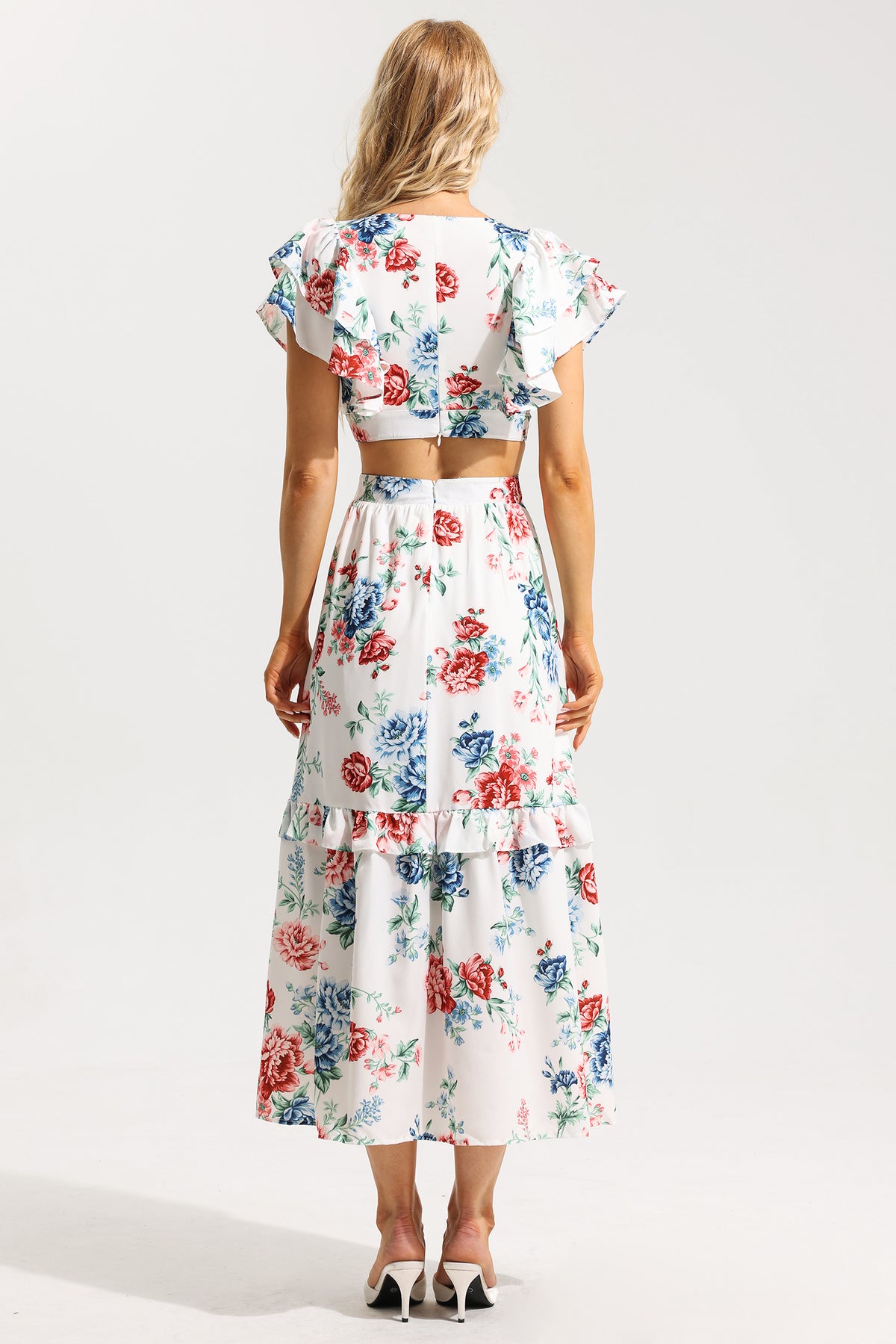 Agaric Lace V-neck Cut-out Midi Dress