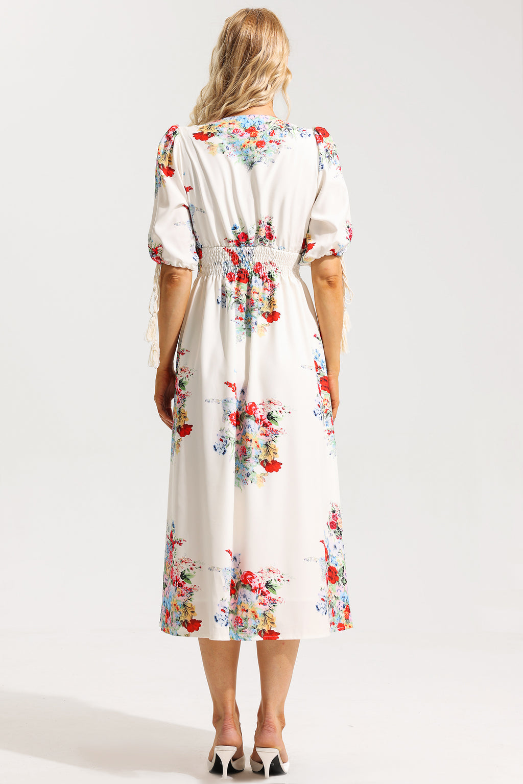 Bottom Puff Sleeve Midi Dress