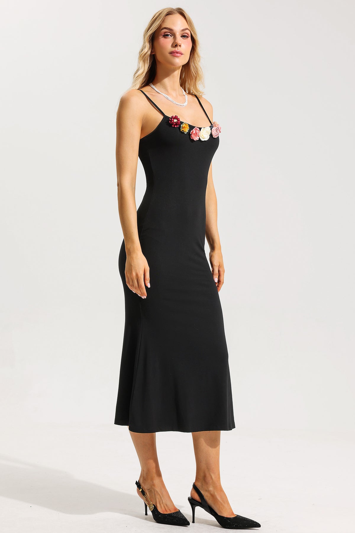 3d Knit Sleeveless Midi Dress