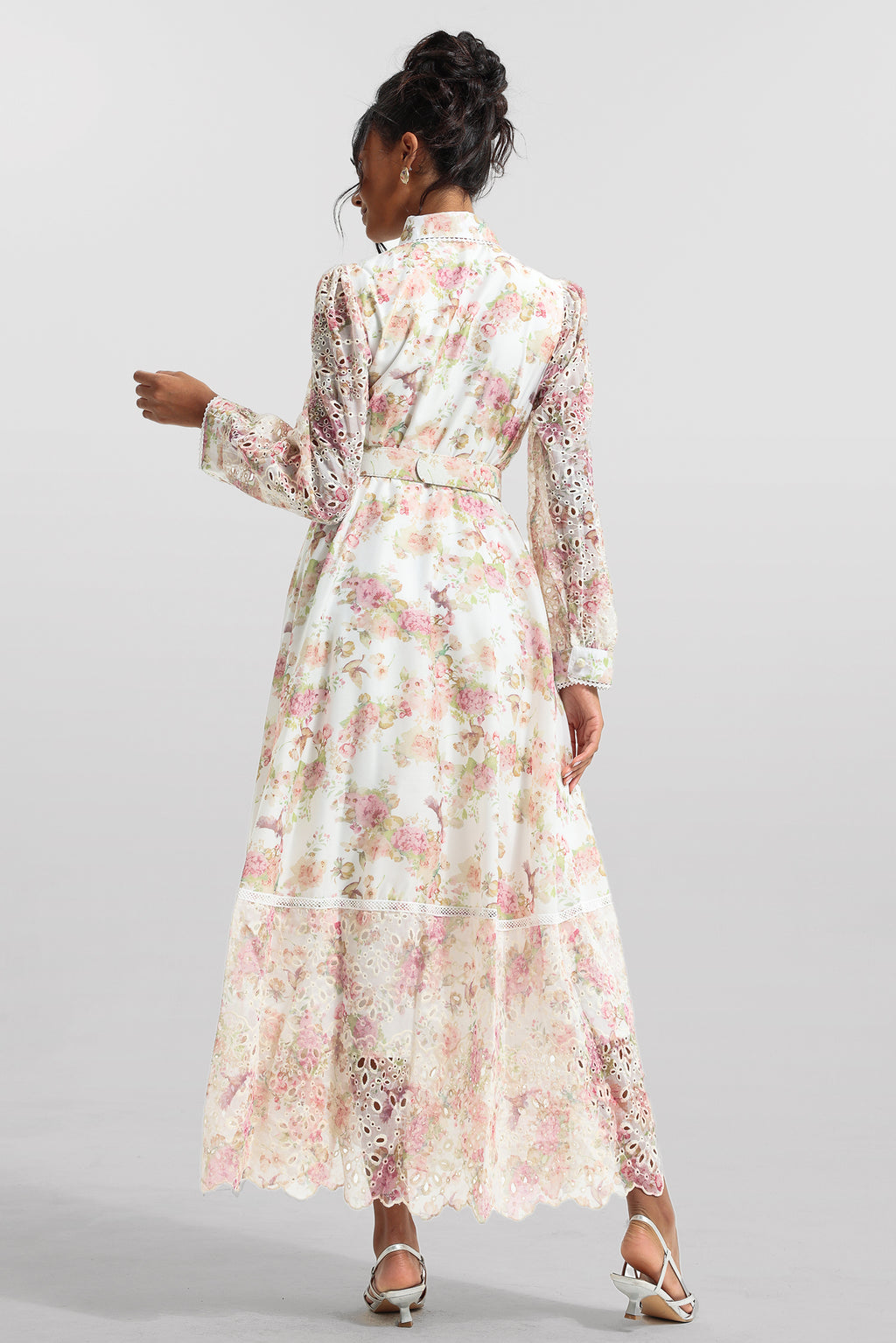 Lace Bottom Midi Dress With Belt